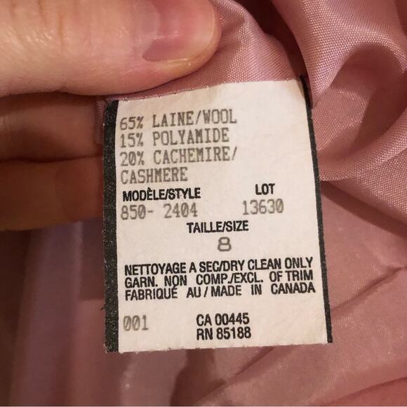 Louben Pink Wool Full Zip Collared Coat - Picture 8 of 8